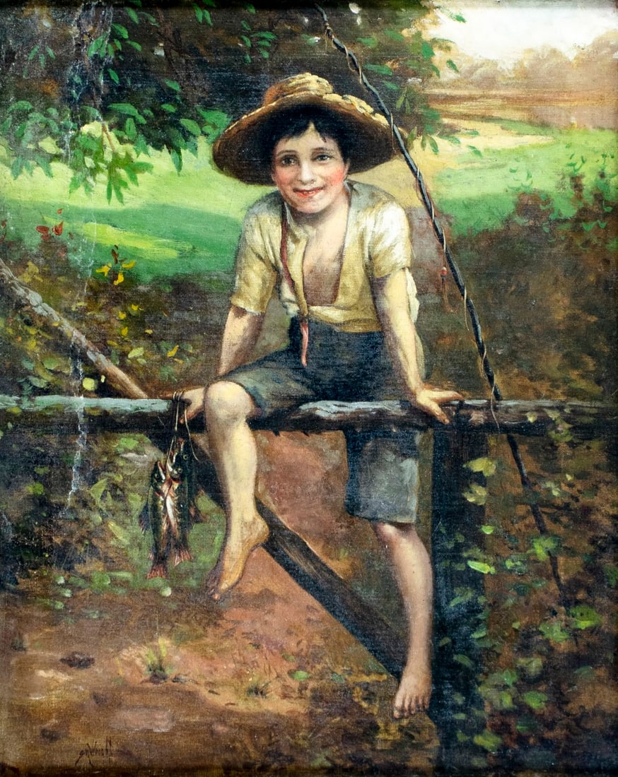 S Wright (US,early 20C) oil painting antique (1 of 12)