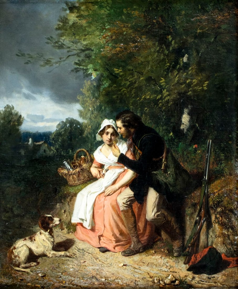 Alexandre Guillemin (France,1817-1880) oil painting antique (1 of 16)