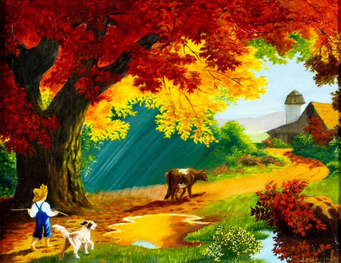 ATTRIB John Mancini (NY,CA,Italy,1925-2015) oil painting (1 of 12)