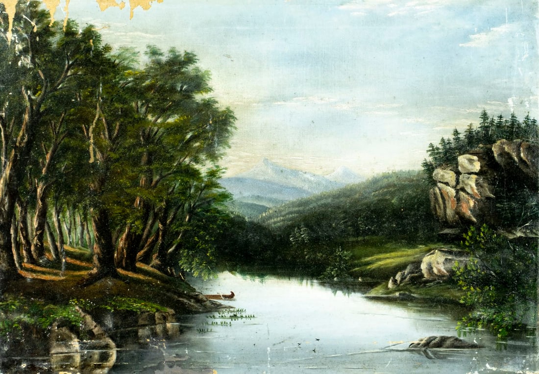 Antique 19C American oil painting (1 of 11)