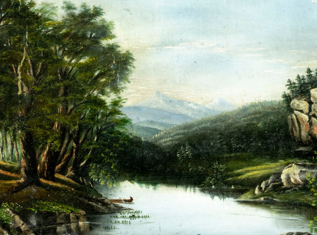 Antique 19C American oil painting - 4