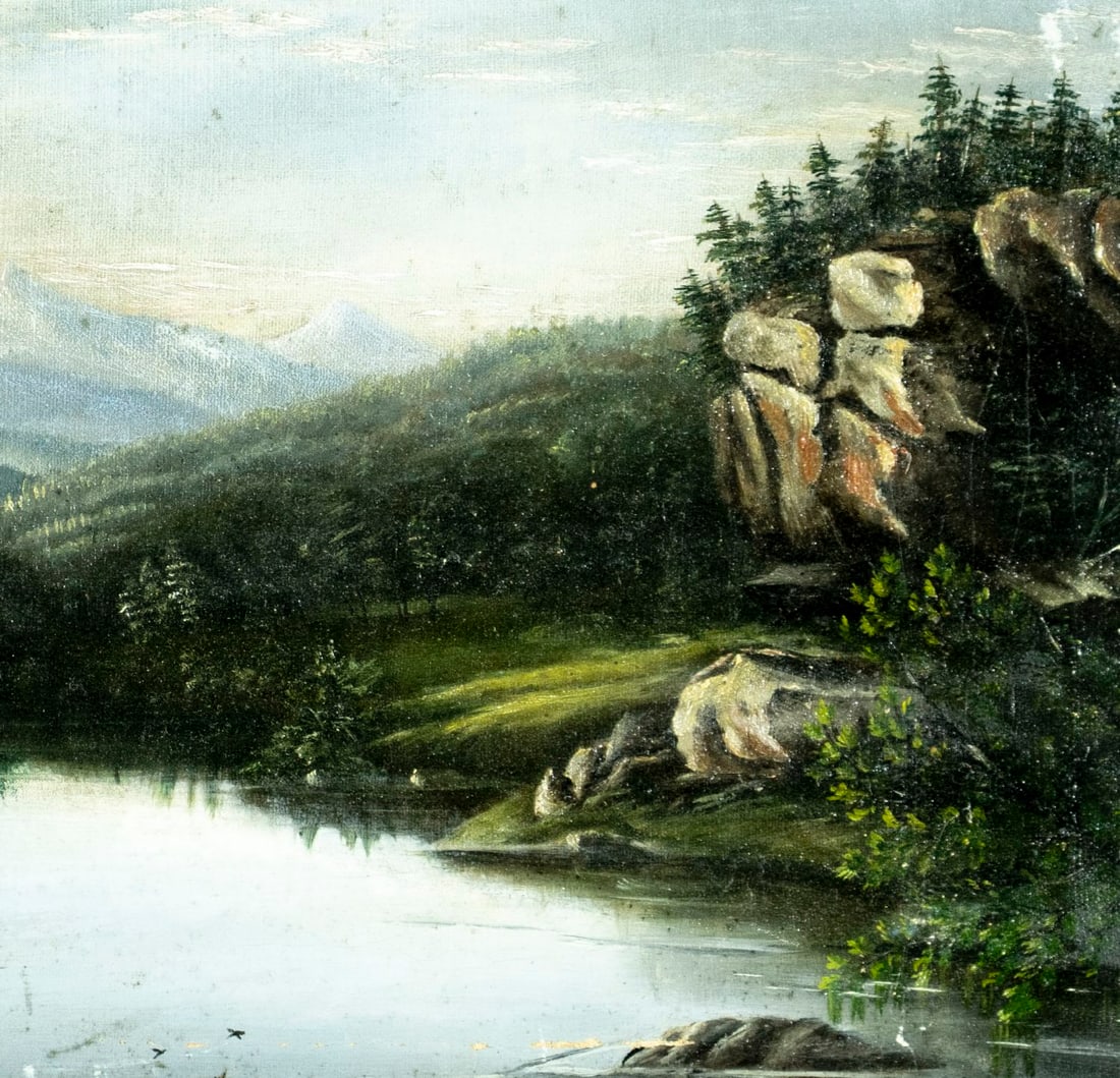 Antique 19C American oil painting - 6