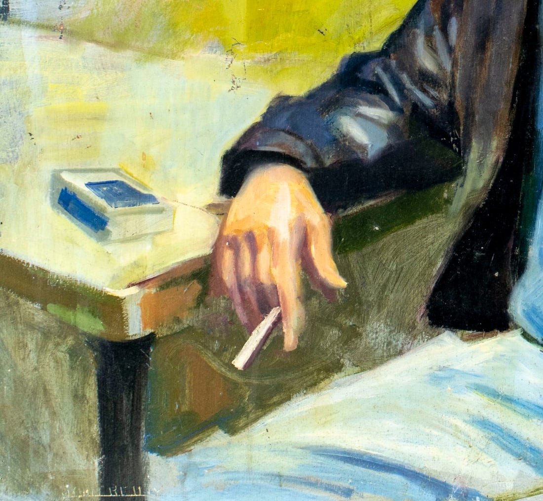 John Reilly (NY,NJ,1942-2021) oil painting 2-sided - 7