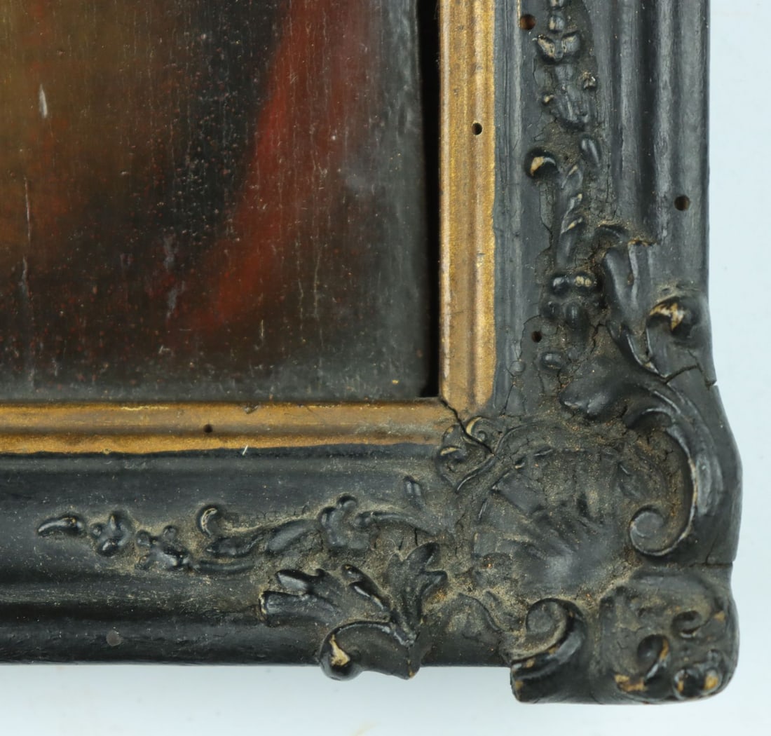 Antique 19C European oil painting - 9