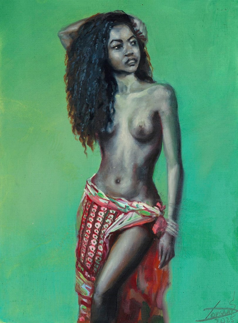 Sergey Dovgan (Ukraine,b 1976) oil painting: ARTIST: Sergey Dovgan (Ukraine, born 1976) TITLE: Nude MEDIUM: oil on heavy paper CONDITION: Very good. No visible inpaint under UV light. ART SIZE: 16 x