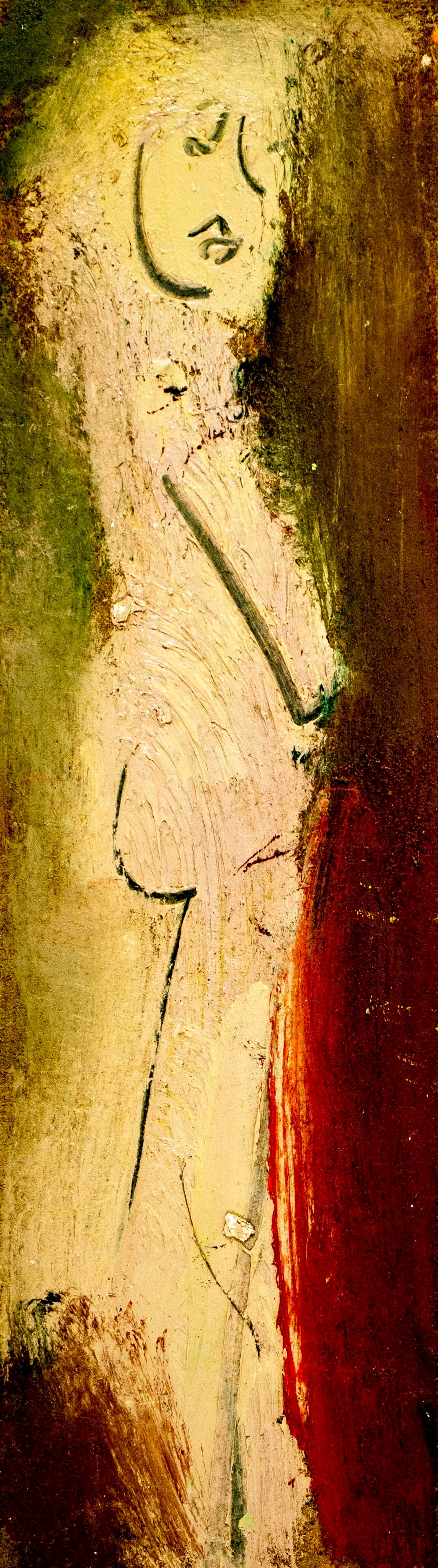 Sterling Strauser (PA,1907-1995) oil painting: ARTIST: Sterling Boyd Strauser (Pennsylvania, 1907 - 1995) TITLE: Nude MEDIUM: oil on board CONDITION: Overall good. No visible inpaint under UV light. Normal wear along e