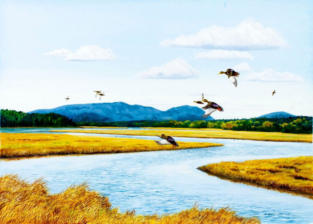 A Grant Simon (US,20C) gouache painting (1 of 13)