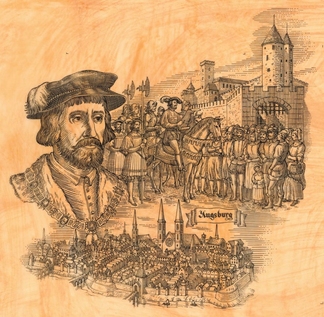 ATTR Jim McDermott (MA,CA,1960-2015) ink painting: ARTIST: ATTRIBUTED TO James P McDermott (Massachusetts, California, 1960 - 2015) TITLE: Seals of the World - Religious Peace of Augsburg (titled on verso) YEAR: 1983 MEDIUM: