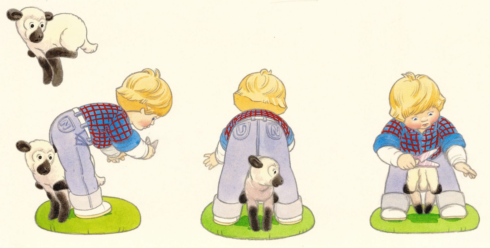 Carol Lawson (UK,20/21C) watercolor painting: ARTIST: Carol Lawson (United Kingdom, 20/21 centuries) TITLE: UN Children - New Zeland YEAR: circa 1983 MEDIUM: watercolor on board CONDITION: Overall go