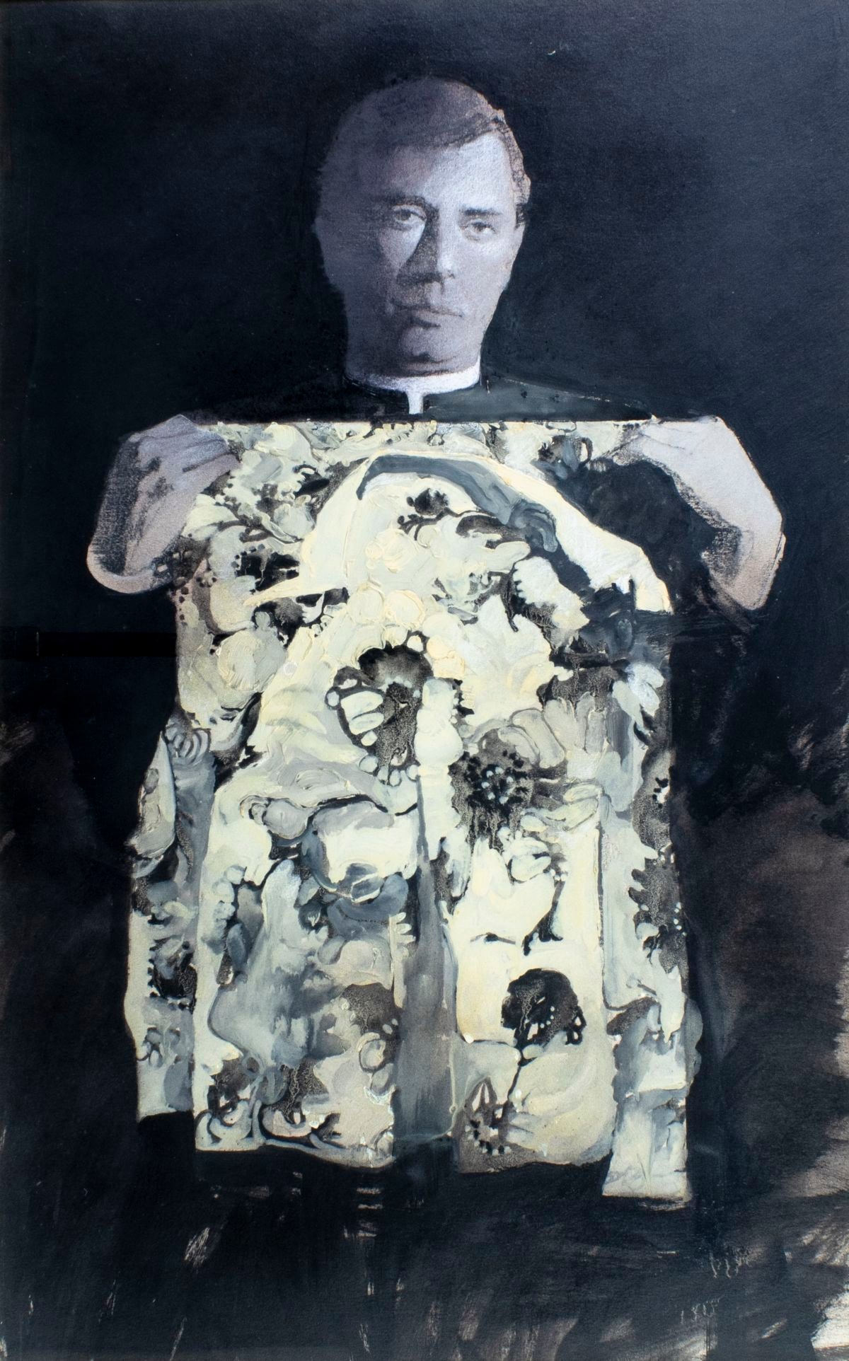 Robert Heindel (NY,OH,1938-2005) mixed media painting: ARTIST: Robert Anthony Heindel (New York, Ohio, 1938 - 2005) TITLE: The Edge of Sadness (titled on verso) MEDIUM: mixed media on heavy paper CONDITION: Few very minor pai