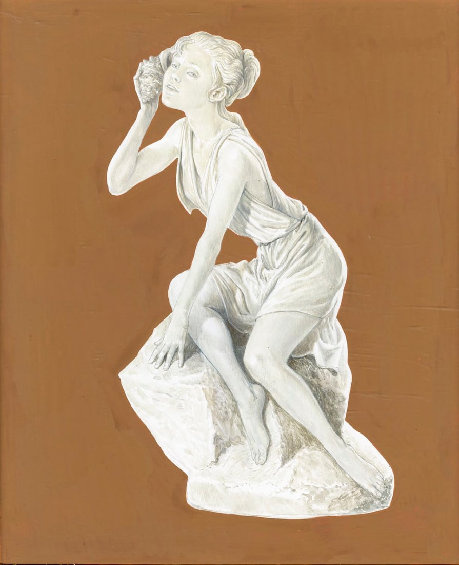 Gianni Benvenuti (Italy,PA,1926-2005) gouache painting: ARTIST: Gianni Benvenuti (Italian, Pennsylvania, 1926 - 2005) TITLE: Song of the Ocean YEAR: 1982 MEDIUM: gouache on board CONDITION: Few pinholes alon