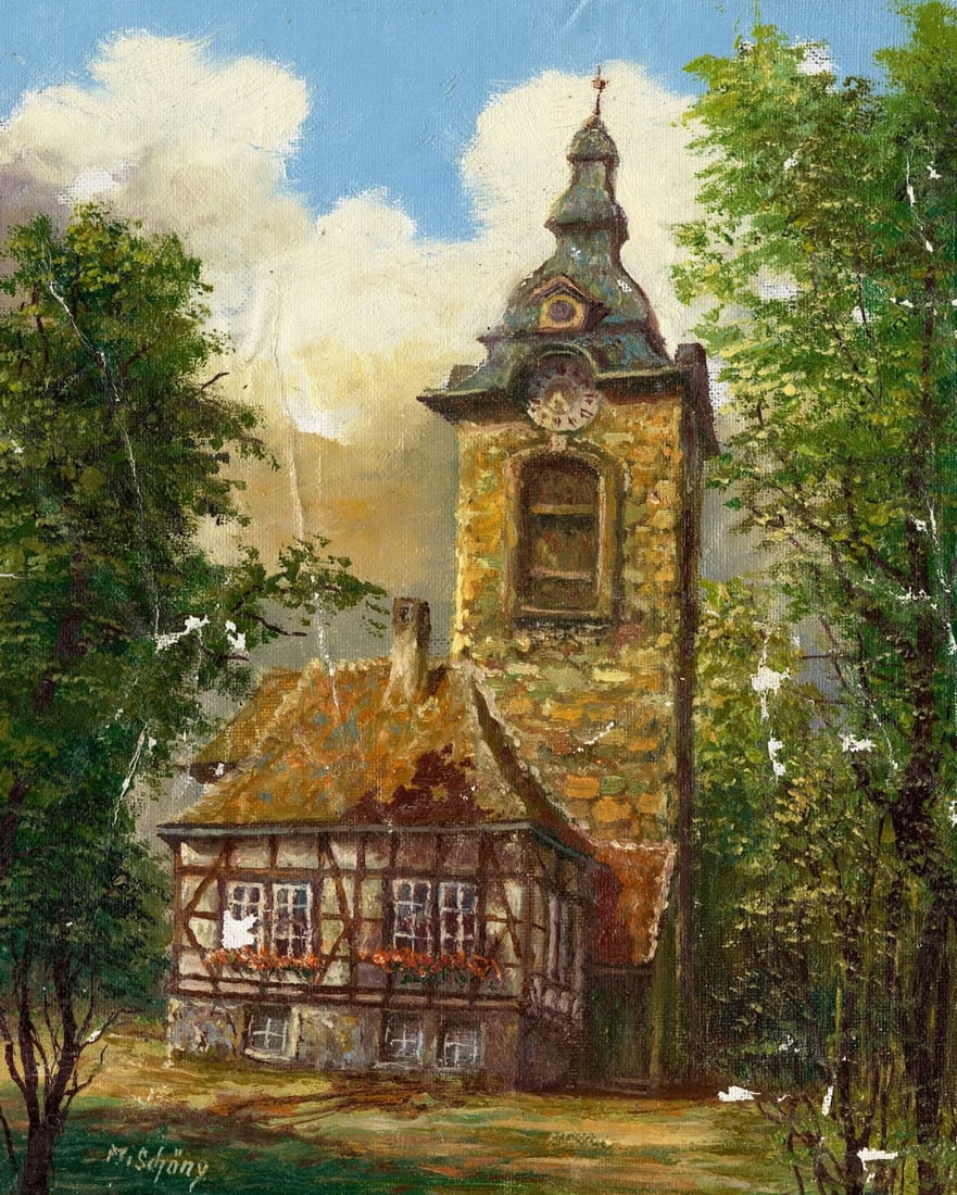 M Schony (German,1913-?) oil painting (1 of 13)