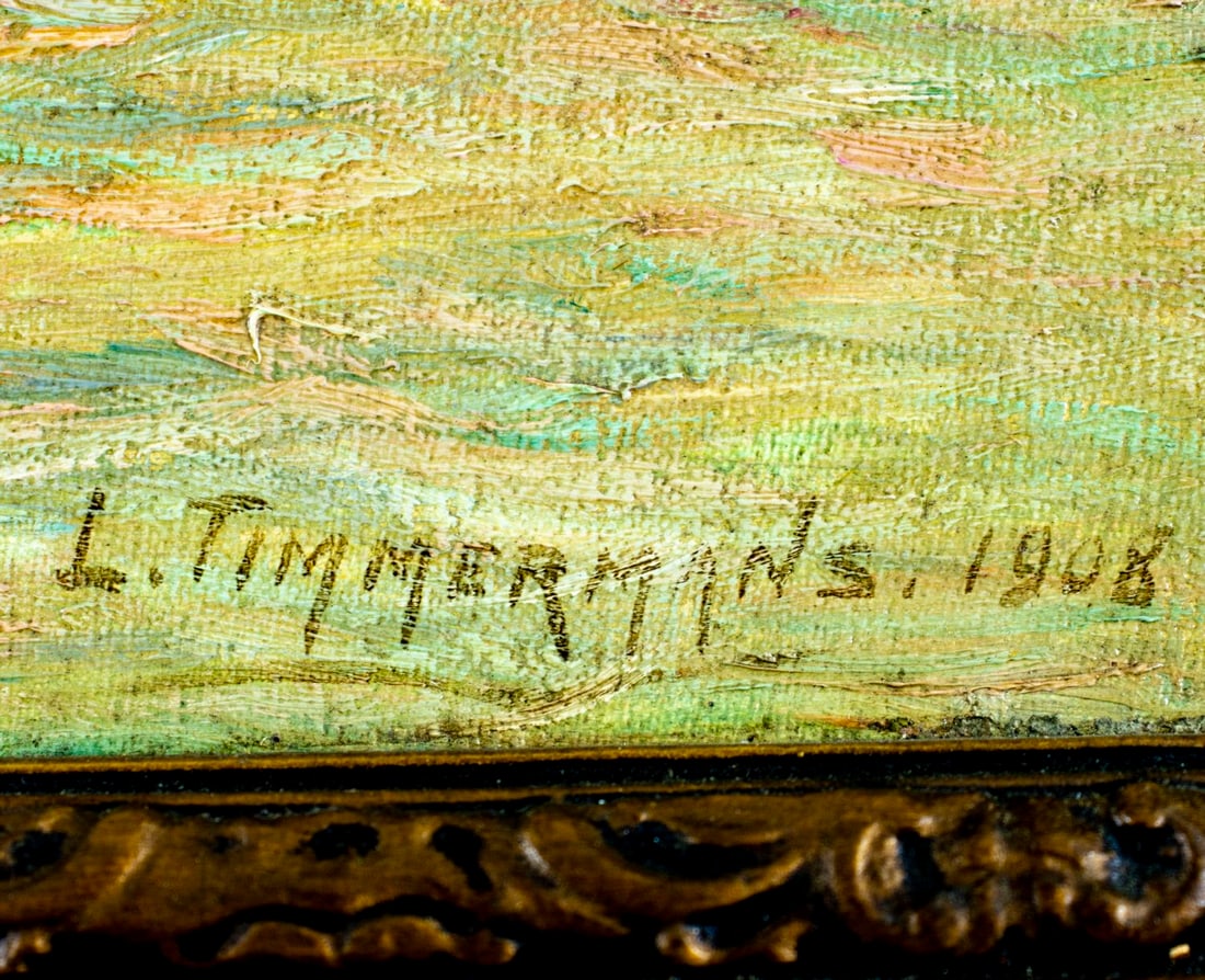 Louis Etienne Timmermans (France,Belgium,1846-1910) oil painting antique - 4