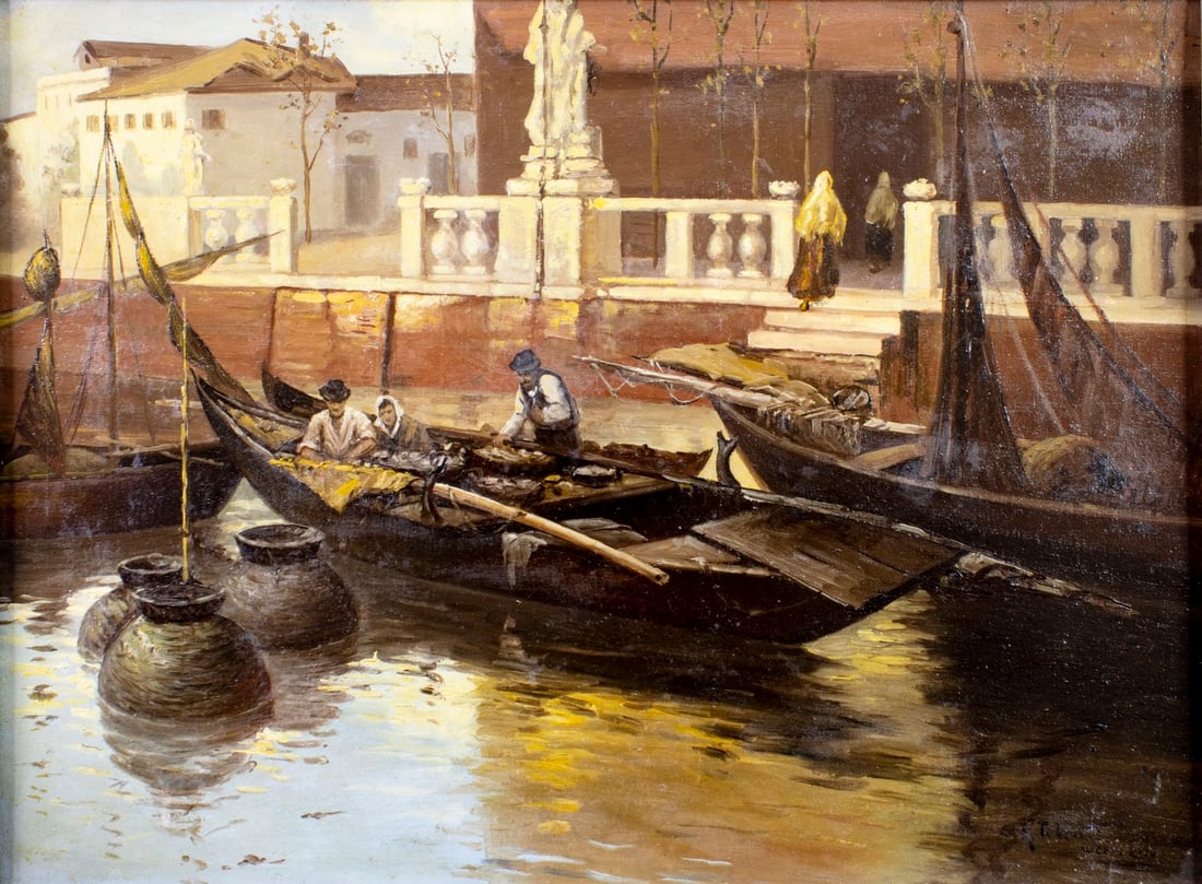 R Tolenti (Italy,mid 20C) oil painting (1 of 13)