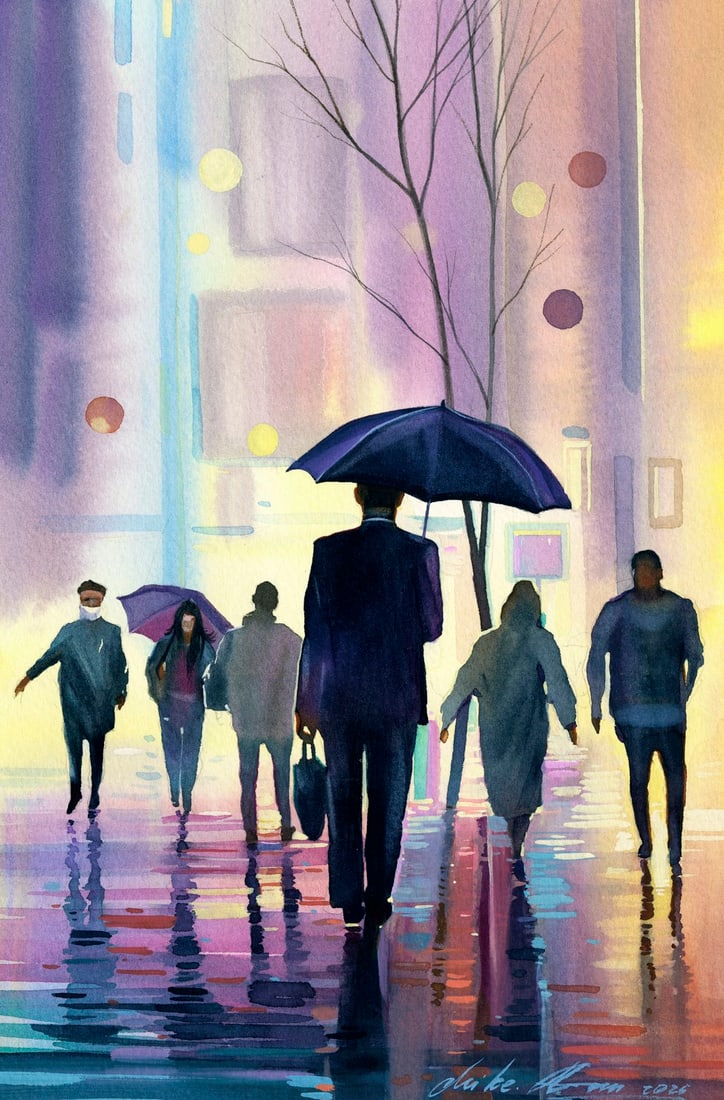 Mikhaylo Dmytriv (Ukraine,b 1997) watercolor painting (1 of 12)