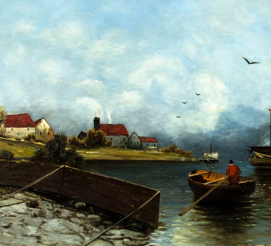 Antique 19C European oil painting - 6