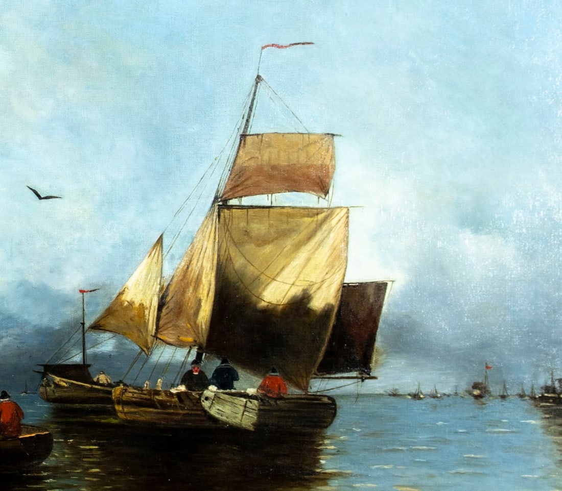 Antique 19C European oil painting - 7