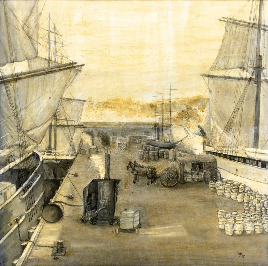 Vintage 20C American oil painting signed (1 of 12)