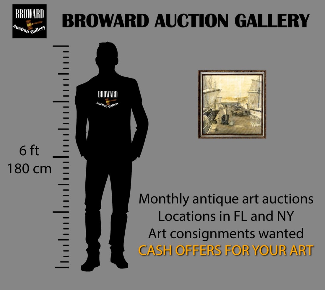 Vintage 20C American oil painting signed - 2