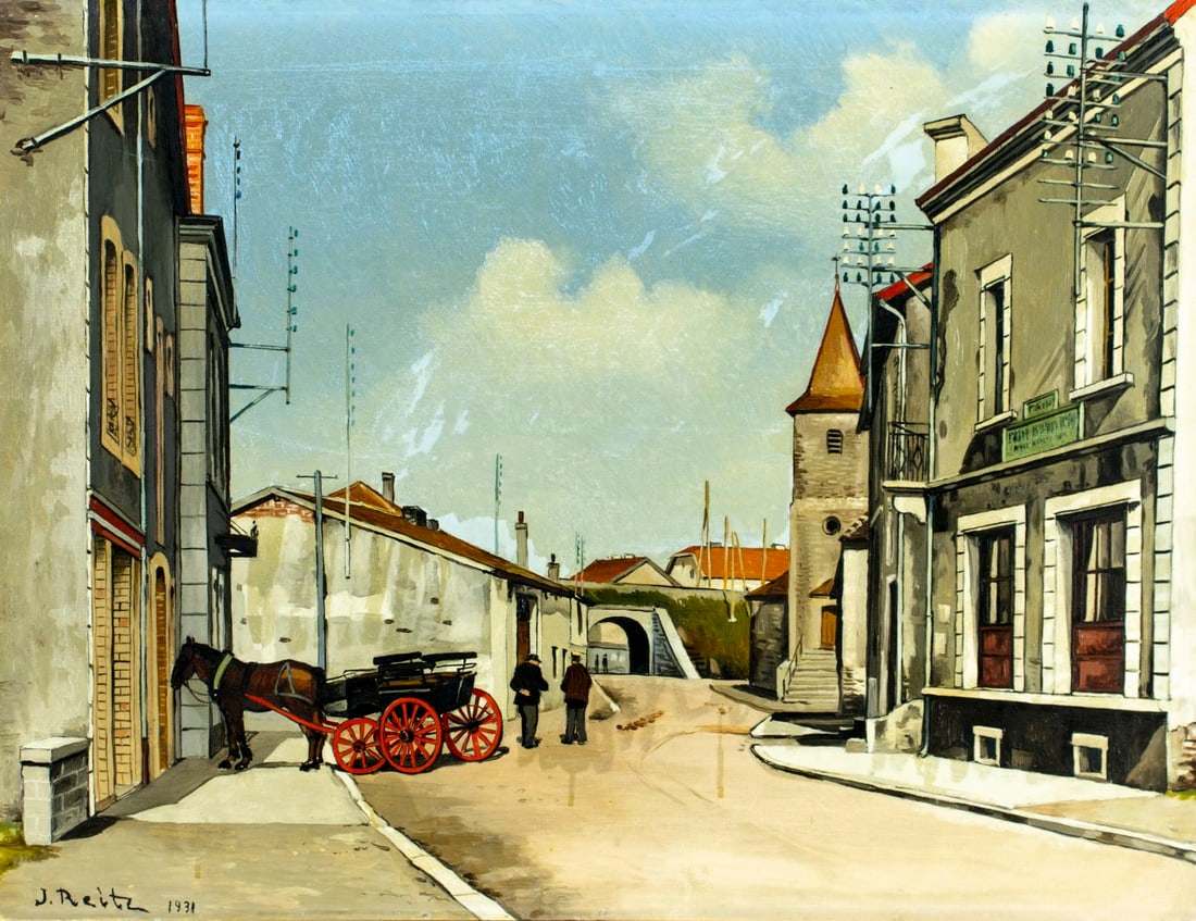 J Reitz (Europe,early 20C) oil painting antique (1 of 12)