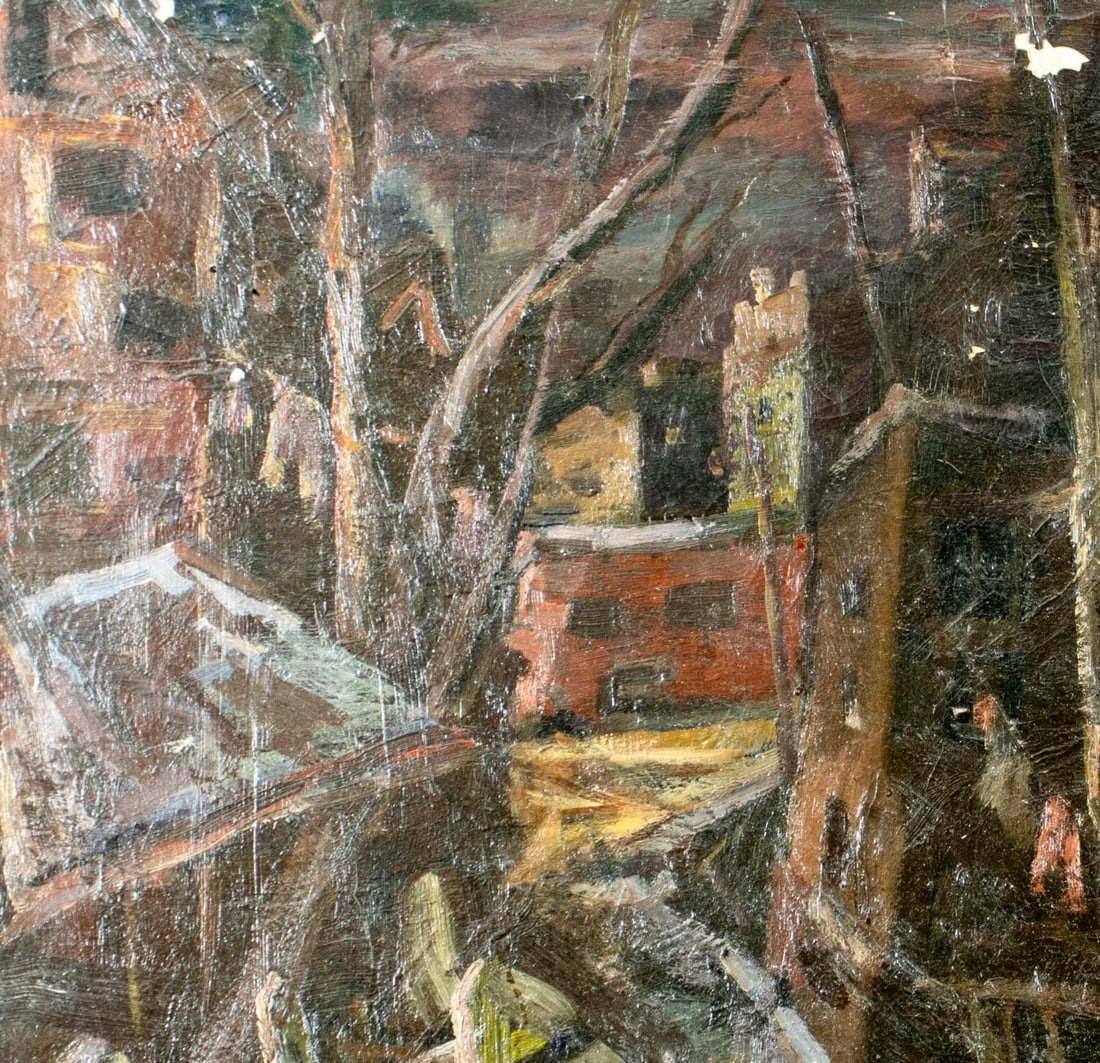 Antique early 20C American WPA oil painting signed - 6