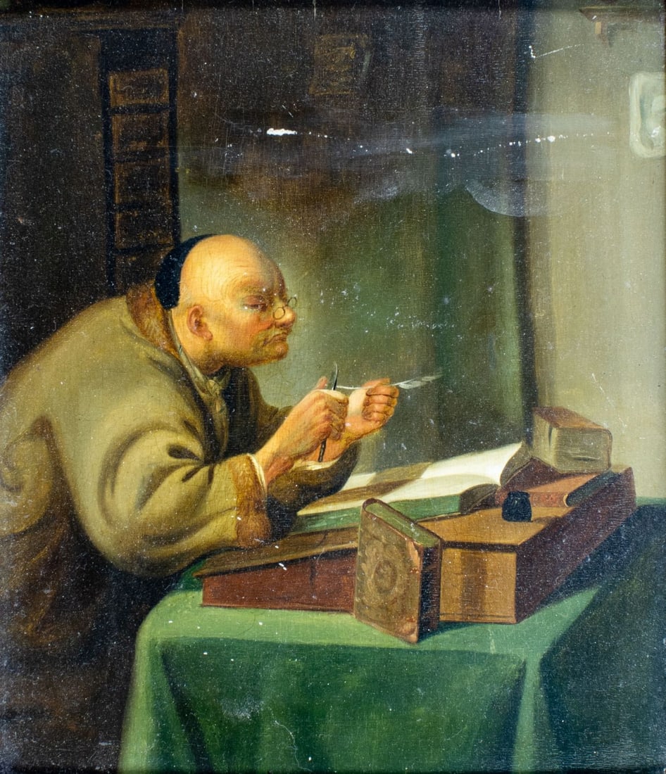 Antique 19C European oil painting (1 of 12)