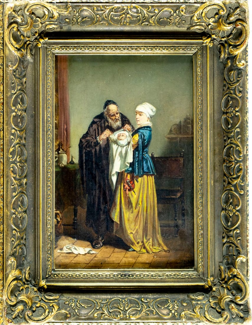 Antique 19C German oil painting - 3