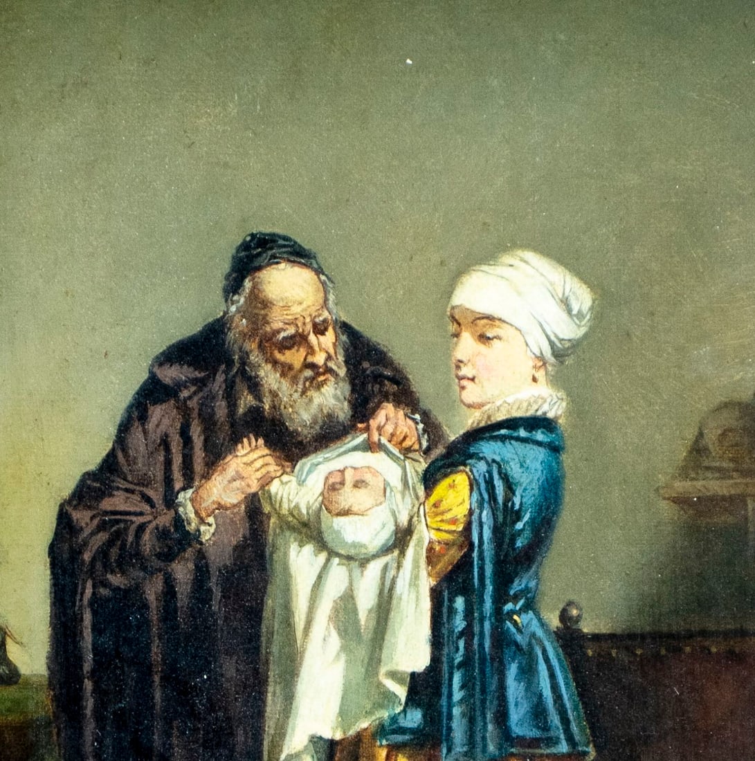 Antique 19C German oil painting - 6