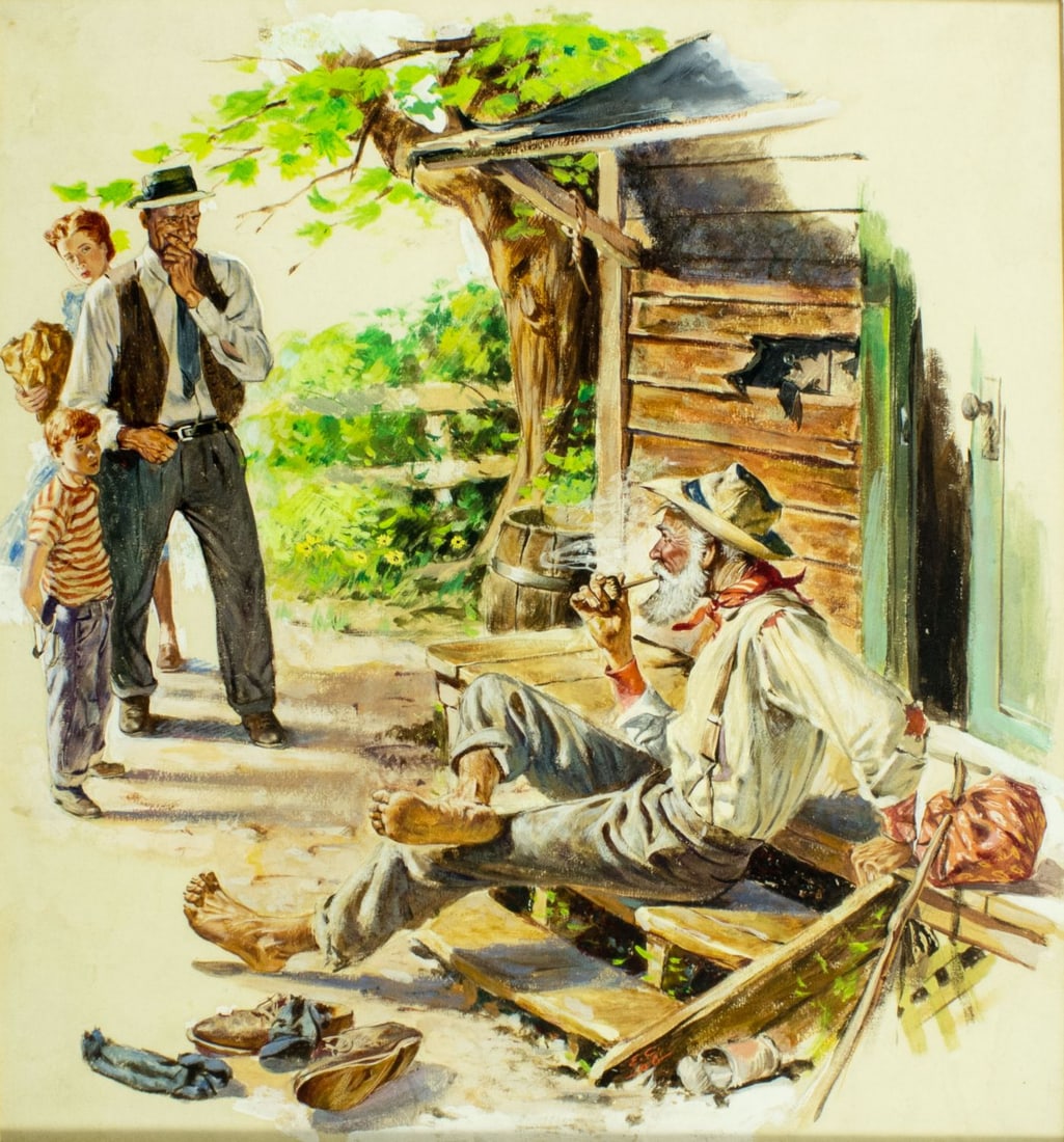 Vintage mid 20C American gouache painting (1 of 13)