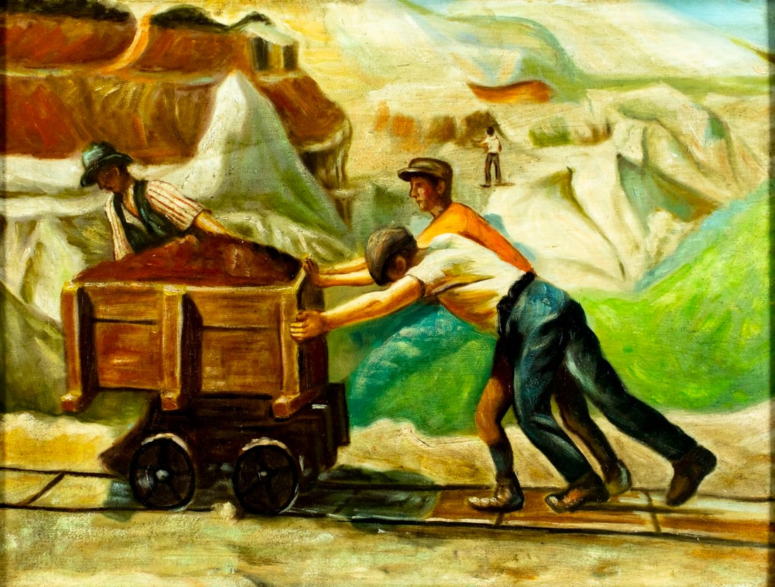 Vintage mid 20C American oil painting (1 of 11)