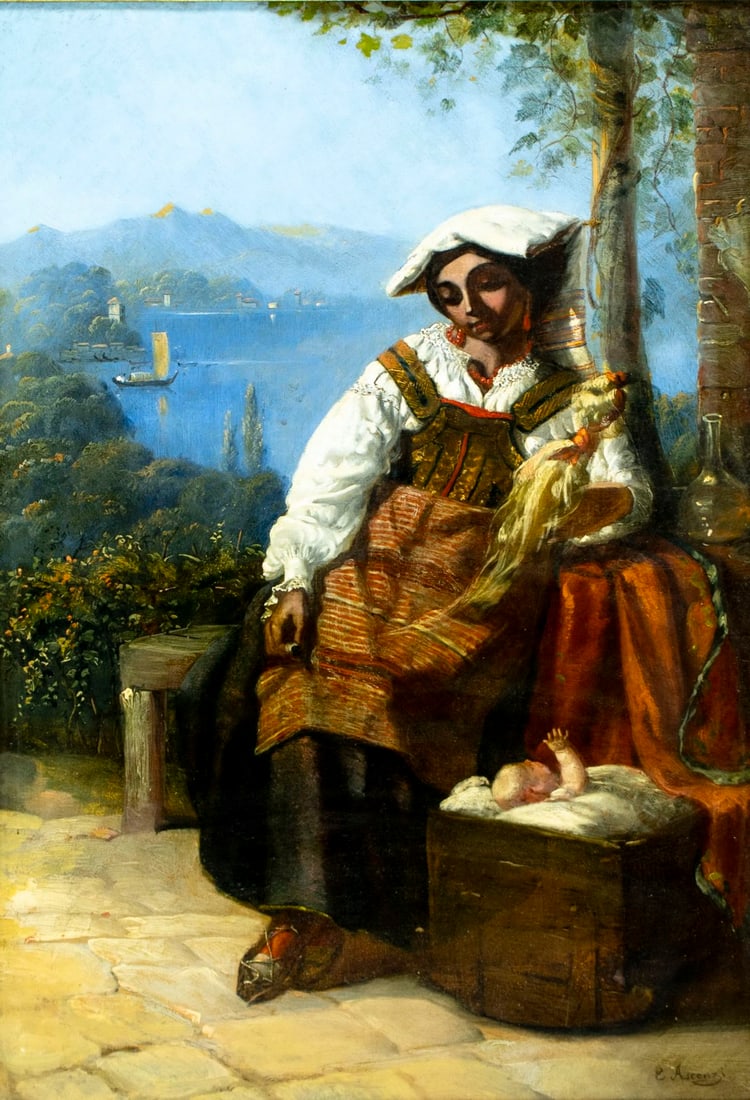 Ettore Ascenzi (Italy,19C) oil painting antique (1 of 16)