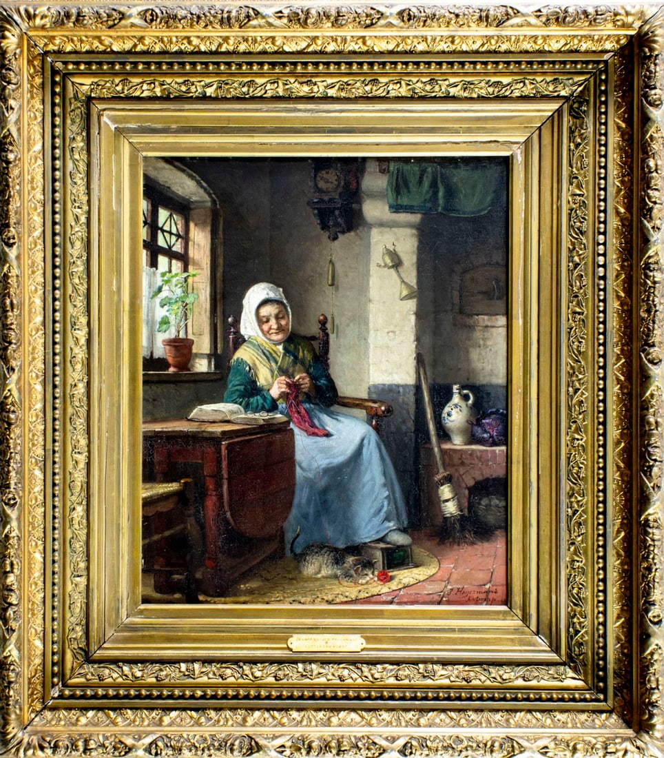 Jean Arnould Heyermans (Belgium,1837-1892) oil painting antique - 3