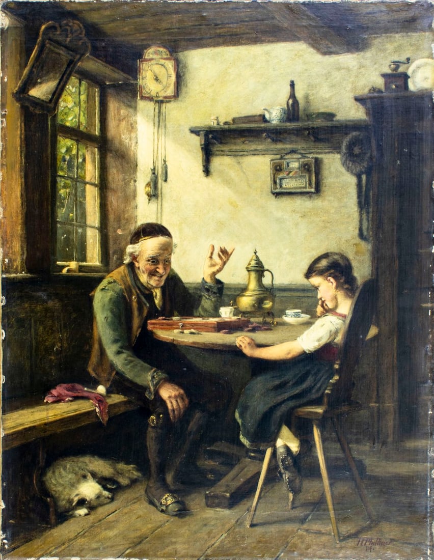 Hermann Plathner (German,1831-1902) oil painting antique - 3