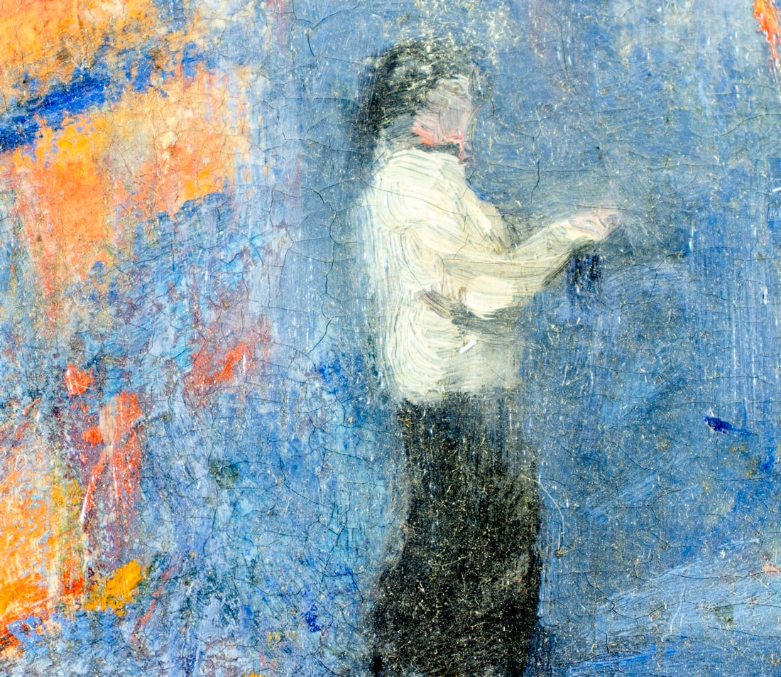 Antique early 20C American oil painting - 7