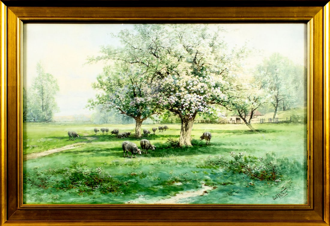 Carl Weber (PA,German,1850-1921) watercolor painting antique - 3