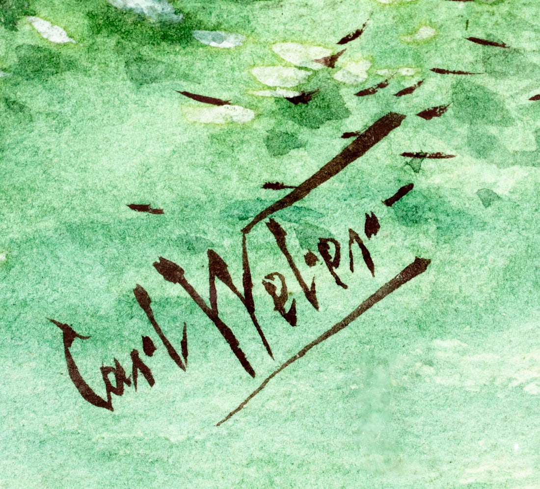 Carl Weber (PA,German,1850-1921) watercolor painting antique - 4