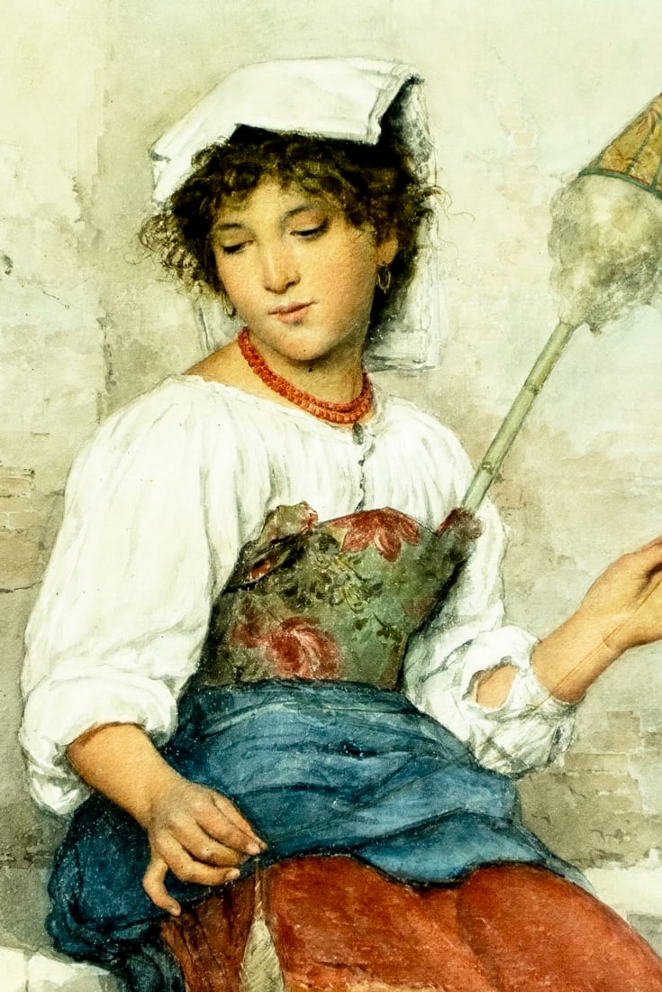 Clelia Bompiani Battaglia (Italy,1847-1927) watercolor painting - 5