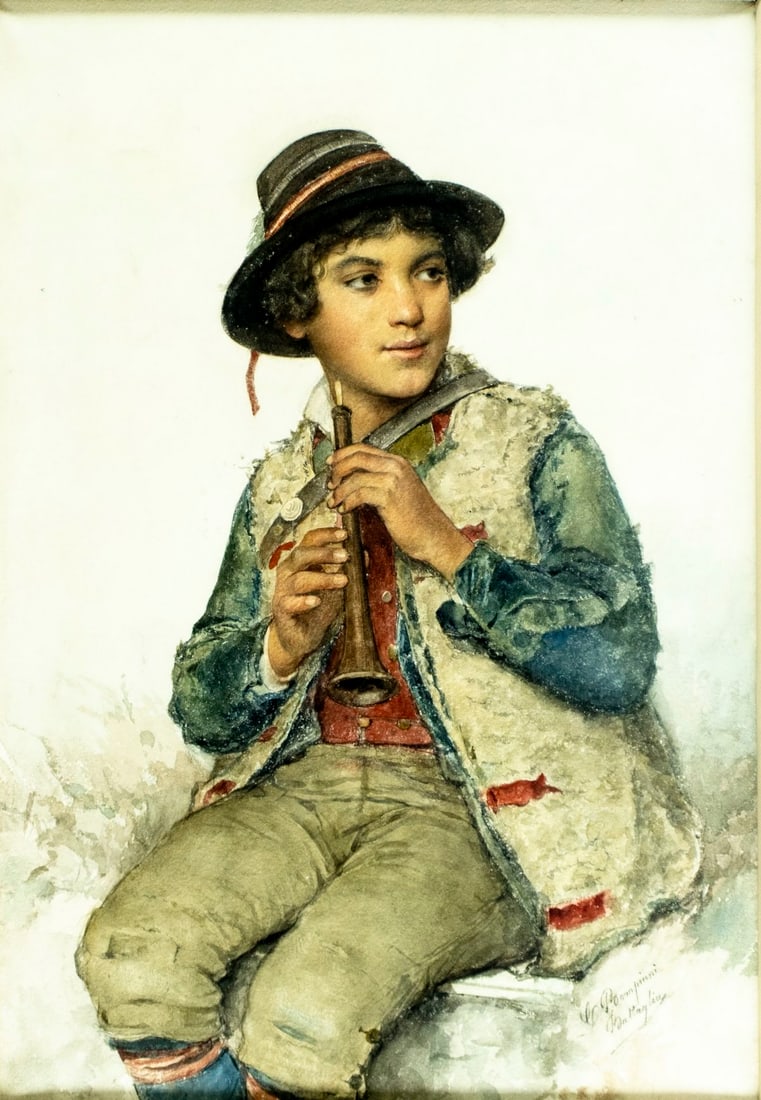 Clelia Bompiani Battaglia (Italy,1847-1927) watercolor painting antique (1 of 19)