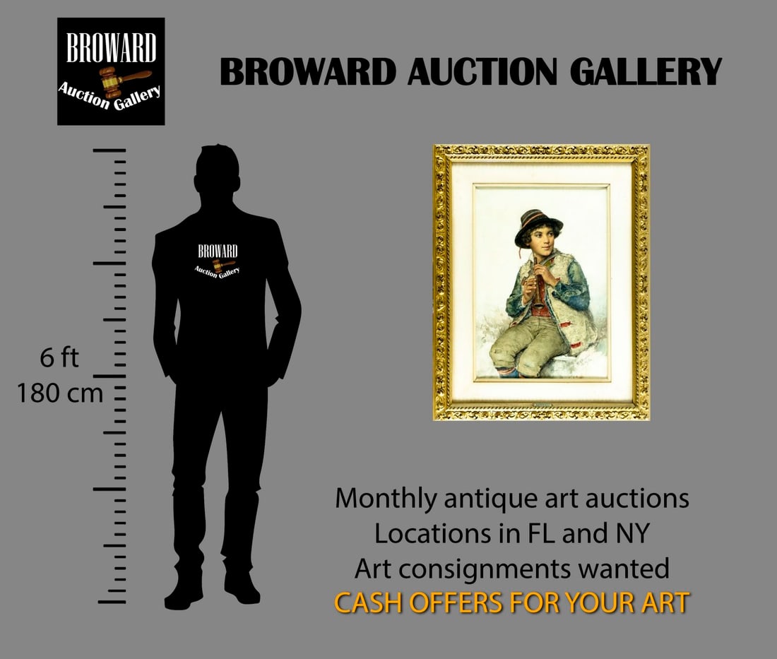 Clelia Bompiani Battaglia (Italy,1847-1927) watercolor painting antique - 2