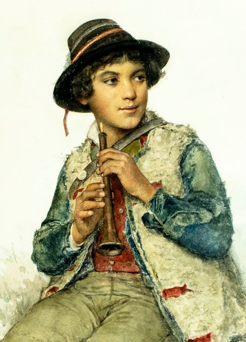 Clelia Bompiani Battaglia (Italy,1847-1927) watercolor painting antique - 5