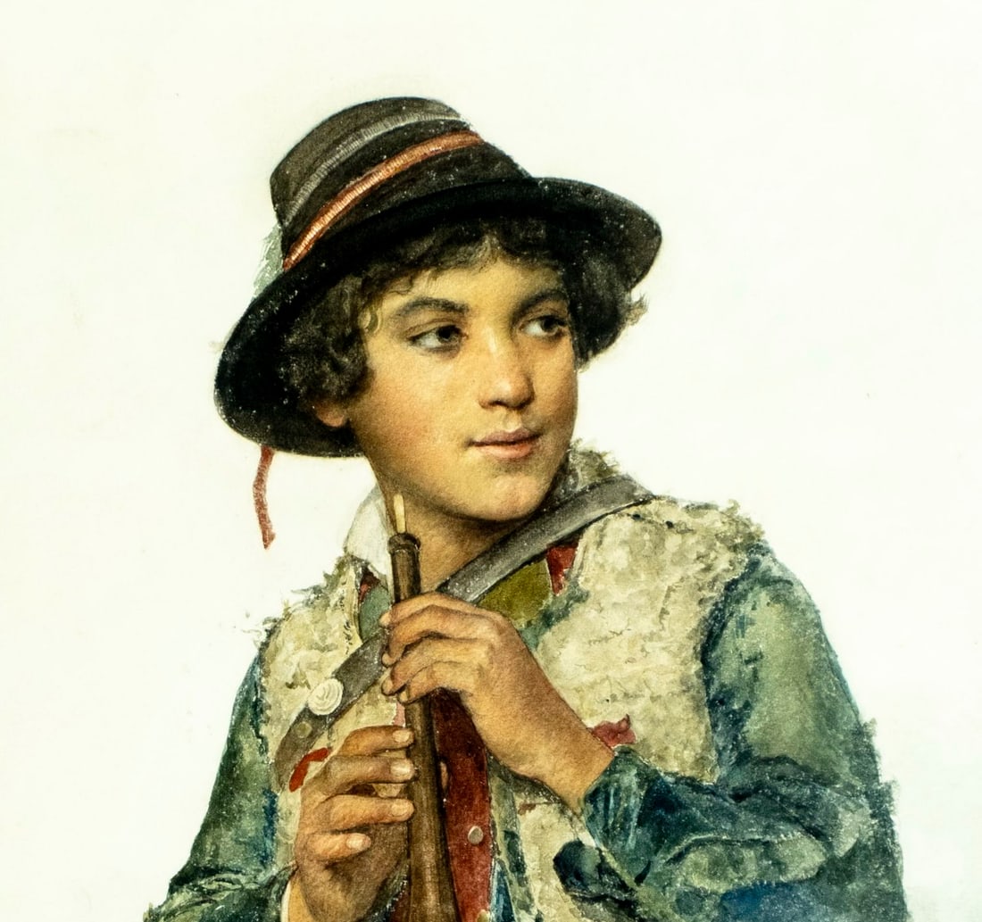 Clelia Bompiani Battaglia (Italy,1847-1927) watercolor painting antique - 6