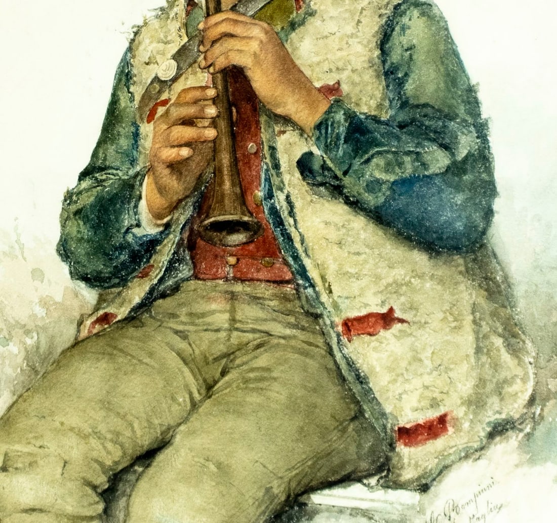 Clelia Bompiani Battaglia (Italy,1847-1927) watercolor painting antique - 7