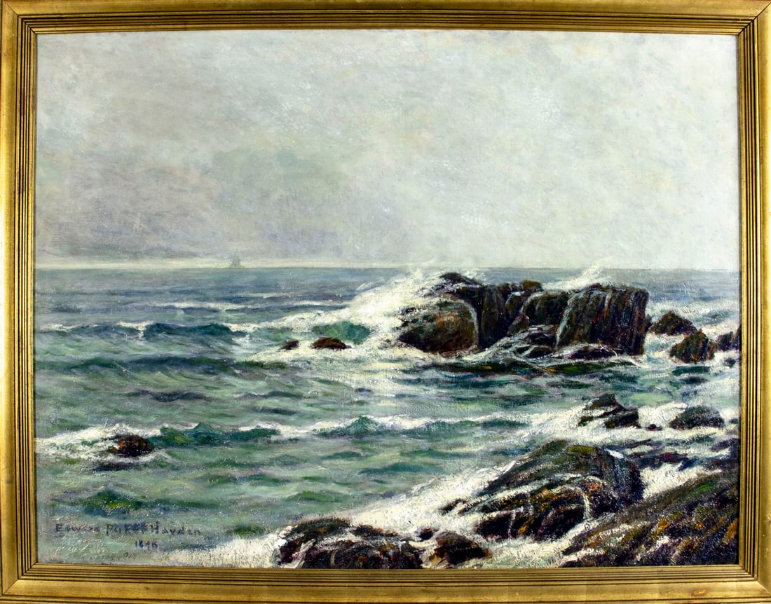 Edward Hayden (NY,MA,OH,1858-1922) oil painting antique - 3