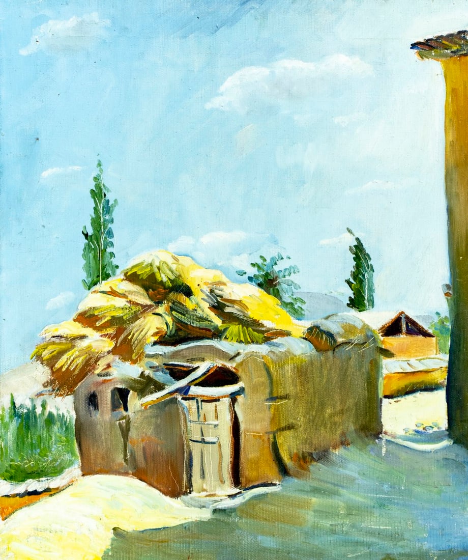 Abdulsamad Saidberdiev (Uzbekistan,b 1953) oil painting: ARTIST: Abdulsamad Akhadovich Saidberdiev (Uzbekistan, born 1953) TITLE: Uzbekistan Landscape - Sunny Day (titled on verso) YEAR: 1983 MEDIUM: oil on canvas CONDI
