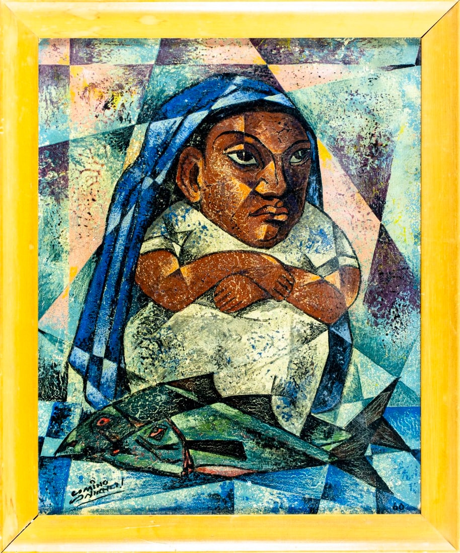 Julio Camino Sanchez (Peru,1914-2007) cubist oil painting - 3