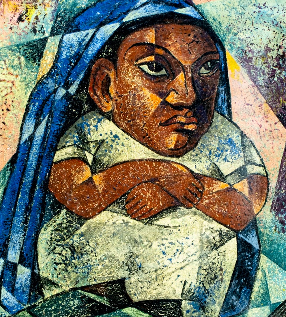 Julio Camino Sanchez (Peru,1914-2007) cubist oil painting - 5