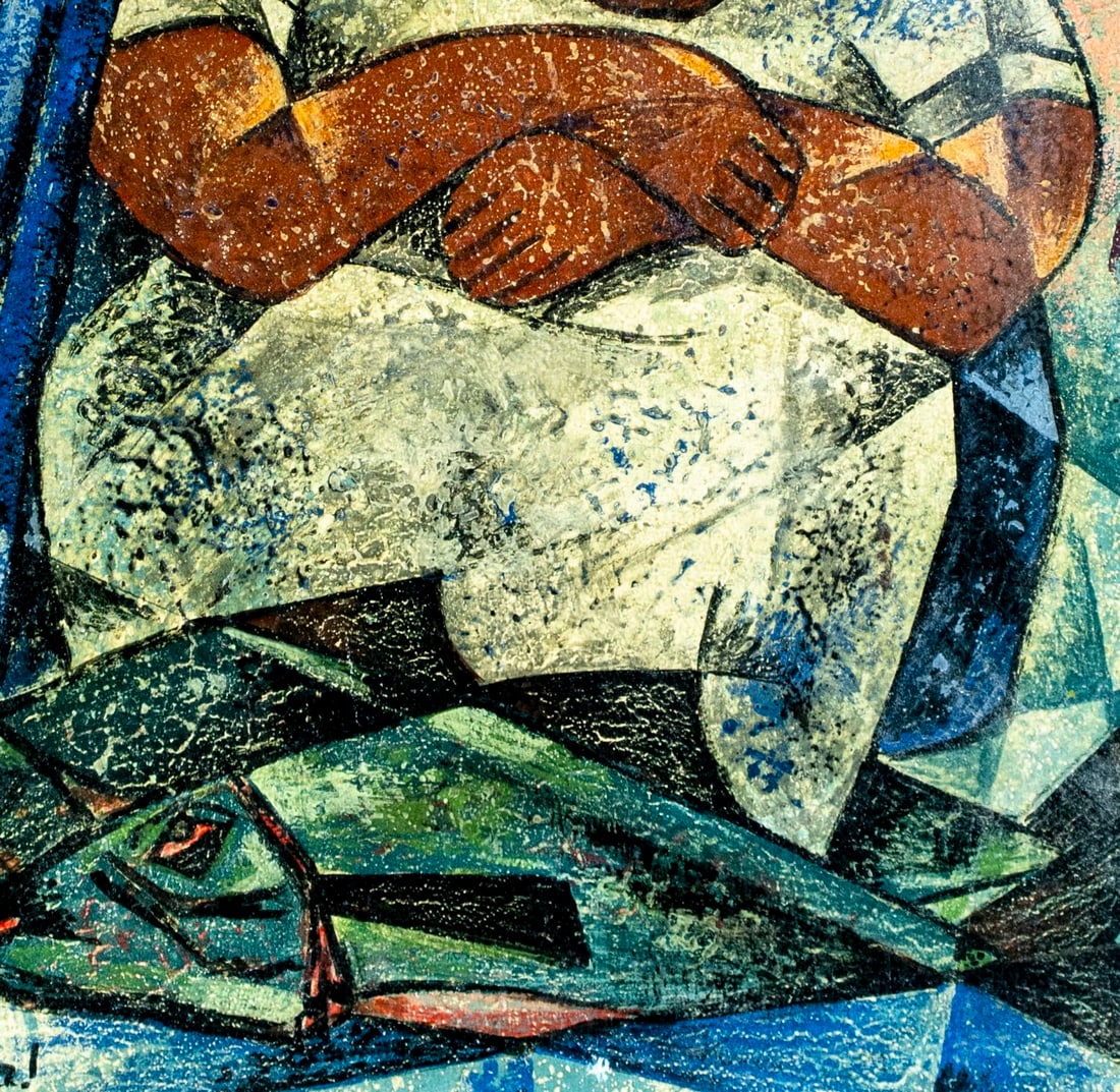 Julio Camino Sanchez (Peru,1914-2007) cubist oil painting - 7