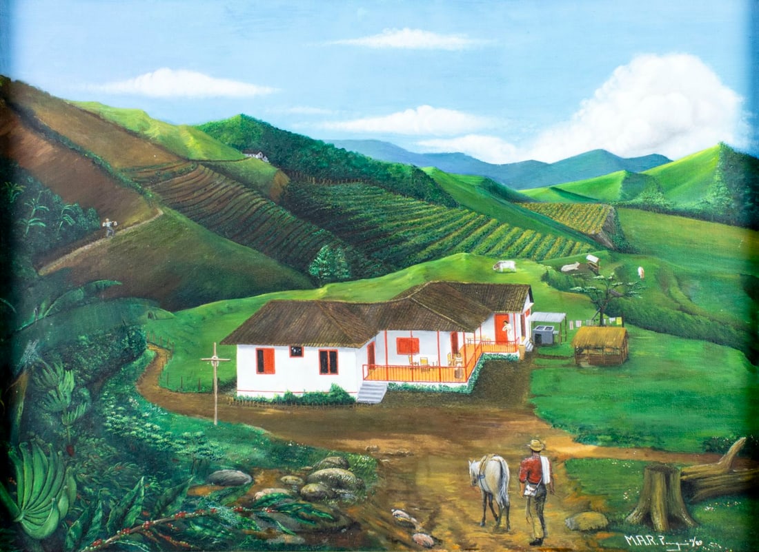 Vintage 20C Colombian oil painting signed (1 of 12)