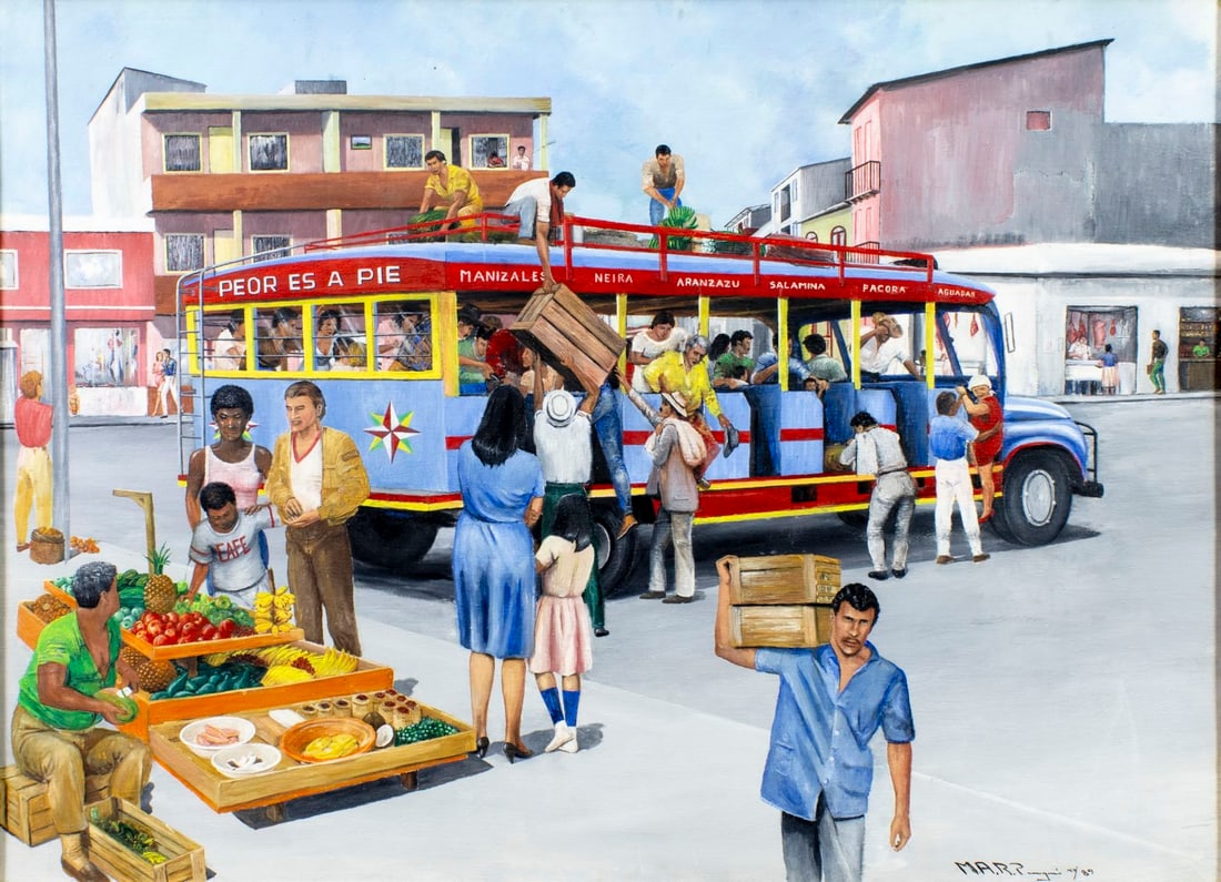 Vintage 20C Colombian oil painting signed (1 of 12)