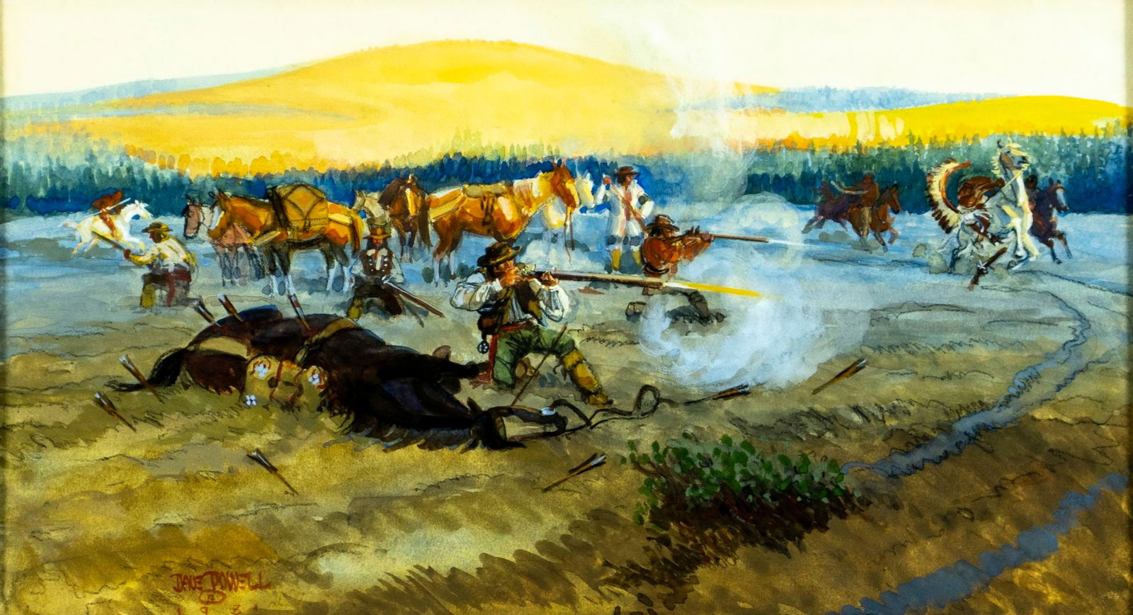 David Powell (MT,b 1954) watercolor painting (1 of 14)